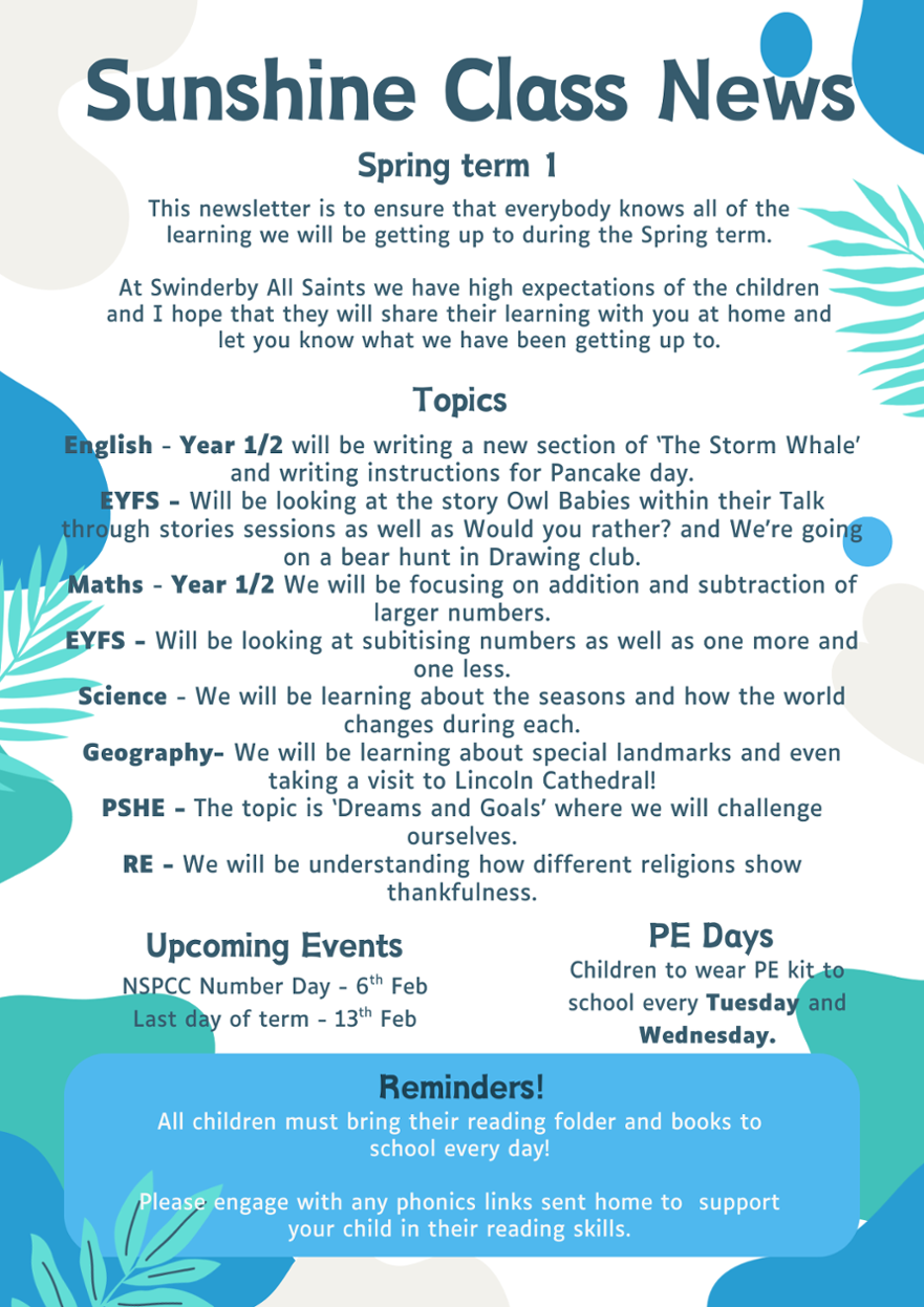 Spring 1 newsletter